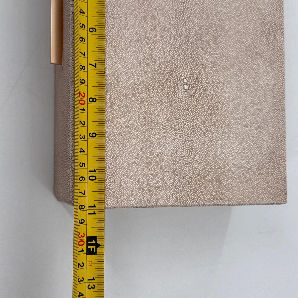 Faux Shagreen Decorative Storage Box Ivory Blush Brass Handle